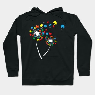 Autism Puzzle Pieces Dandelion Flower Cute Awareness Hoodie